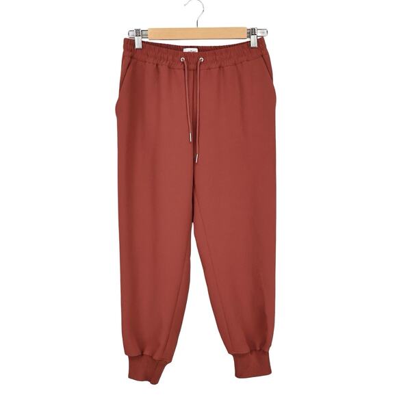 Aritzia Wilfred Mid-Rise Buffon Crepe Pull On Drape Jogger Pant In Rust Size XS - Picture 2 of 7